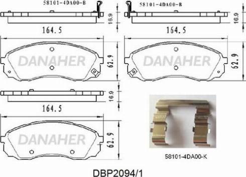 Danaher DBP2094/1 - Тормозные колодки, дисковые, комплект unicars.by