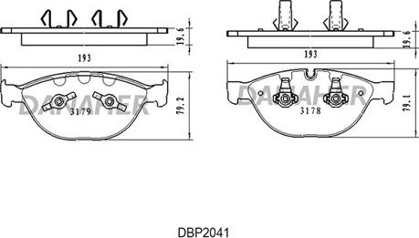 Danaher DBP2041 - Тормозные колодки, дисковые, комплект unicars.by