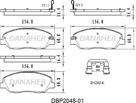 Danaher DBP2048-01 - Тормозные колодки, дисковые, комплект unicars.by