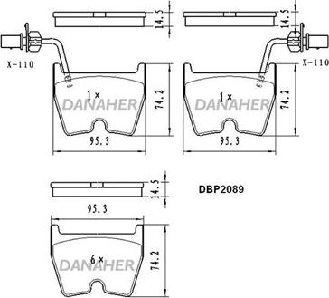 Danaher DBP2089 - Тормозные колодки, дисковые, комплект unicars.by