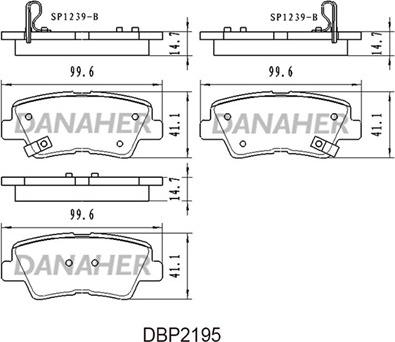 Danaher DBP2195 - Тормозные колодки, дисковые, комплект unicars.by