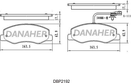 Danaher DBP2192 - Тормозные колодки, дисковые, комплект unicars.by