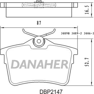 Danaher DBP2147 - Тормозные колодки, дисковые, комплект unicars.by