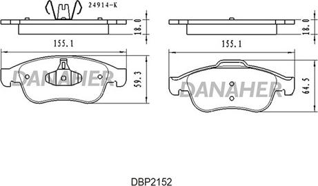 Danaher DBP2152 - Тормозные колодки, дисковые, комплект unicars.by