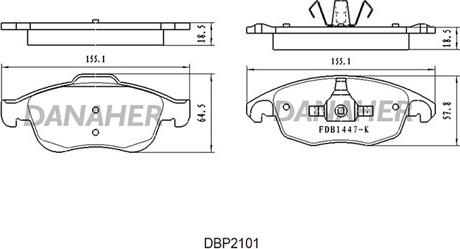 Danaher DBP2101 - Тормозные колодки, дисковые, комплект unicars.by