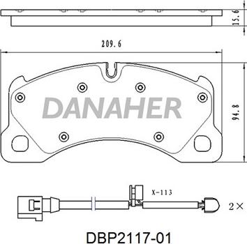 Danaher DBP2117-01 - Тормозные колодки, дисковые, комплект unicars.by