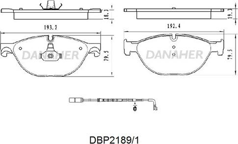 Danaher DBP2189/1 - Тормозные колодки, дисковые, комплект unicars.by