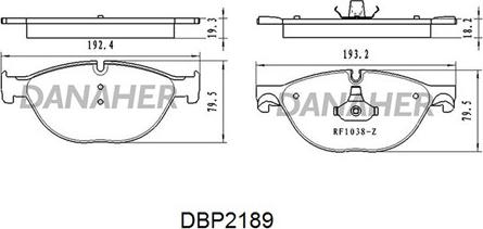 Danaher DBP2189 - Тормозные колодки, дисковые, комплект unicars.by