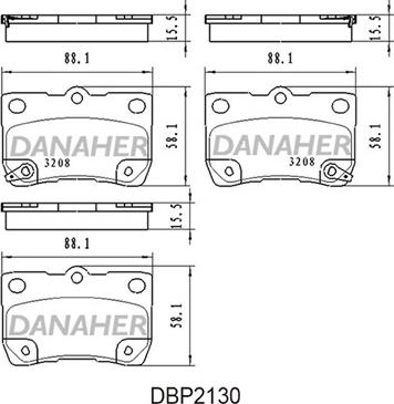 Danaher DBP2130 - Тормозные колодки, дисковые, комплект unicars.by