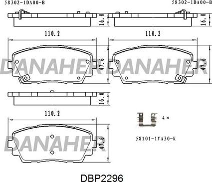 Danaher DBP2296 - Тормозные колодки, дисковые, комплект unicars.by