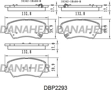 Danaher DBP2293 - Тормозные колодки, дисковые, комплект unicars.by