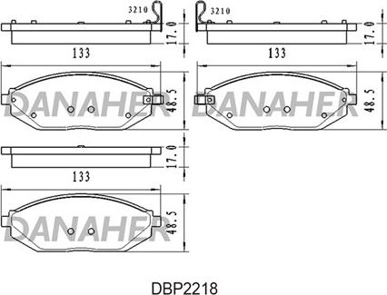 Danaher DBP2218 - Тормозные колодки, дисковые, комплект unicars.by