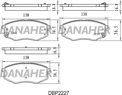 Danaher DBP2227 - Тормозные колодки, дисковые, комплект unicars.by