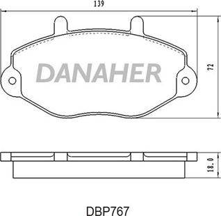 Danaher DBP767 - Тормозные колодки, дисковые, комплект unicars.by