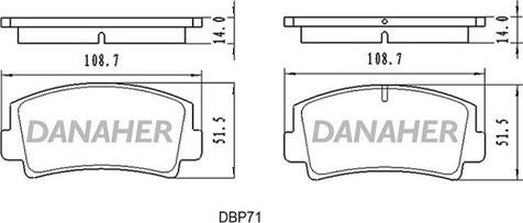 Danaher DBP71 - Тормозные колодки, дисковые, комплект unicars.by