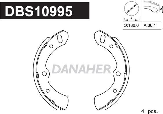 Danaher DBS10995 - Комплект тормозных колодок, барабанные unicars.by