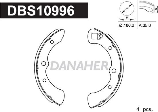 Danaher DBS10996 - Комплект тормозных колодок, барабанные unicars.by