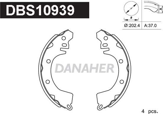 Danaher DBS10939 - Комплект тормозных колодок, барабанные unicars.by