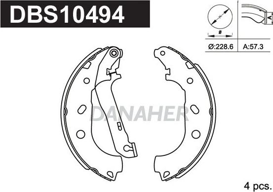 Danaher DBS10494 - Комплект тормозных колодок, барабанные unicars.by