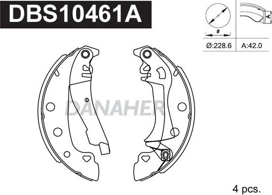 Danaher DBS10461A - Комплект тормозных колодок, барабанные unicars.by