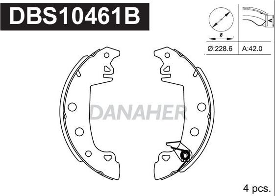 Danaher DBS10461B - Комплект тормозных колодок, барабанные unicars.by