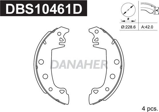 Danaher DBS10461D - Комплект тормозных колодок, барабанные unicars.by