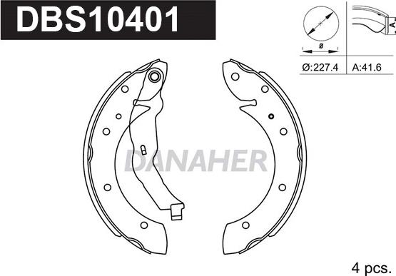 Danaher DBS10401 - Комплект тормозных колодок, барабанные unicars.by