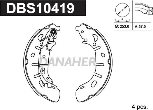 Danaher DBS10419 - Комплект тормозных колодок, барабанные unicars.by