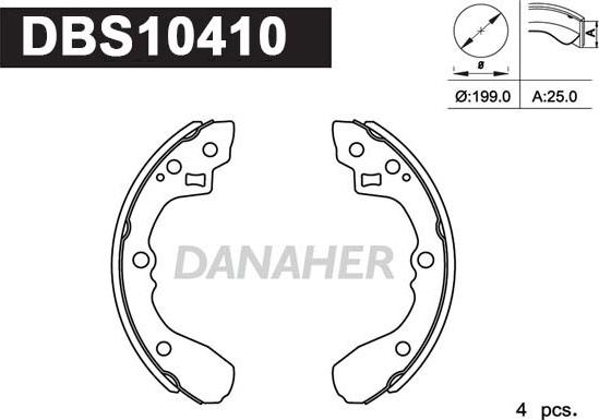 Danaher DBS10410 - Комплект тормозных колодок, барабанные unicars.by