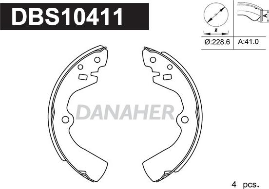 Danaher DBS10411 - Комплект тормозных колодок, барабанные unicars.by