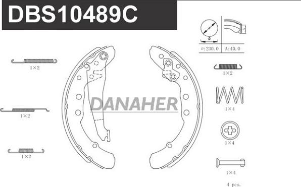 Danaher DBS10489C - Комплект тормозных колодок, барабанные unicars.by