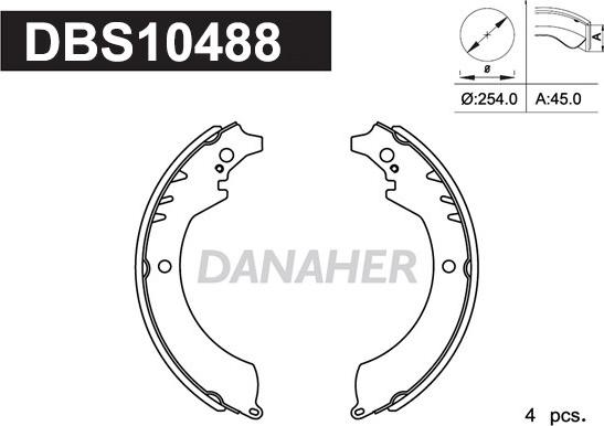 Danaher DBS10488 - Комплект тормозных колодок, барабанные unicars.by