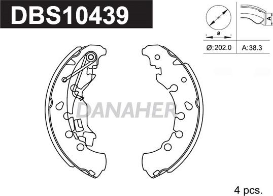 Danaher DBS10439 - Комплект тормозных колодок, барабанные unicars.by