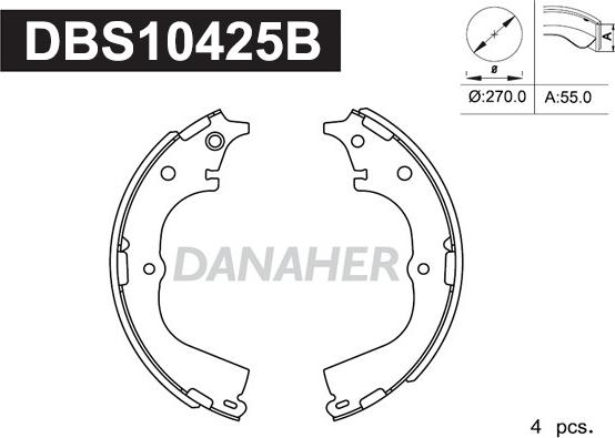 Danaher DBS10425B - Комплект тормозных колодок, барабанные unicars.by