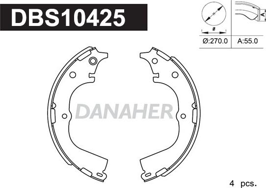 Danaher DBS10425 - Комплект тормозных колодок, барабанные unicars.by