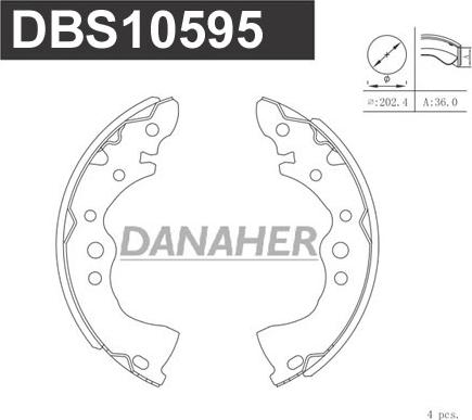 Danaher DBS10595 - Комплект тормозных колодок, барабанные unicars.by