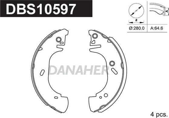 Danaher DBS10597 - Комплект тормозных колодок, барабанные unicars.by