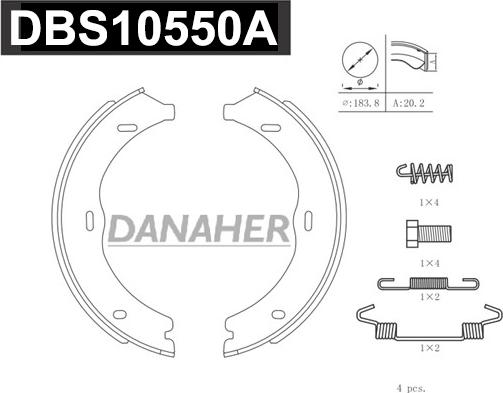 Danaher DBS10550A - Комплект тормозов, ручник, парковка unicars.by