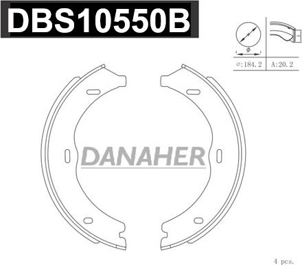 Danaher DBS10550B - Комплект тормозов, ручник, парковка unicars.by