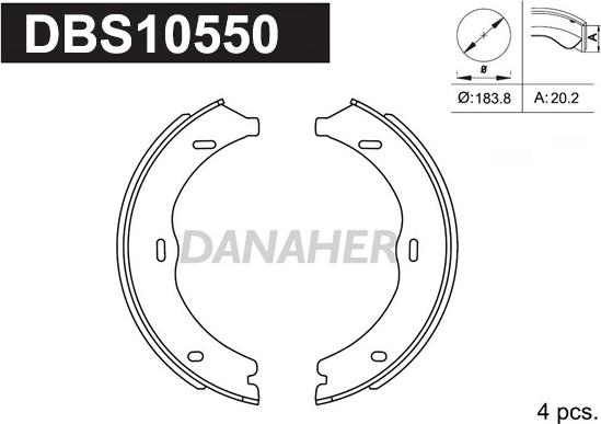 Danaher DBS10550 - Комплект тормозов, ручник, парковка unicars.by