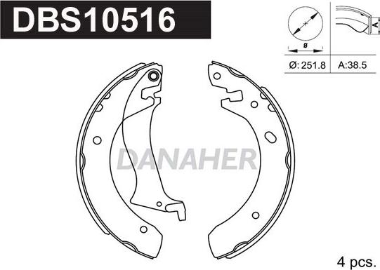 Danaher DBS10516 - Комплект тормозных колодок, барабанные unicars.by