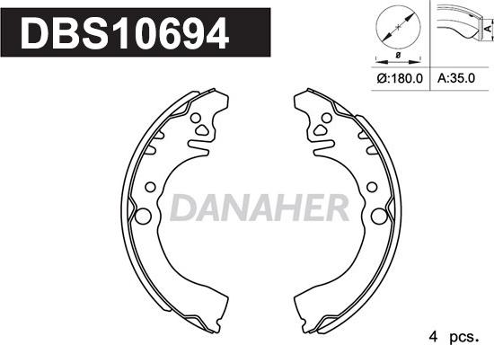 Danaher DBS10694 - Комплект тормозных колодок, барабанные unicars.by