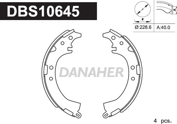 Danaher DBS10645 - Комплект тормозных колодок, барабанные unicars.by