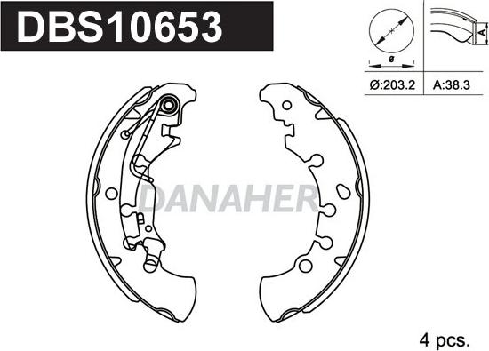 Danaher DBS10653 - Комплект тормозных колодок, барабанные unicars.by