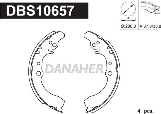 Danaher DBS10657 - Комплект тормозных колодок, барабанные unicars.by