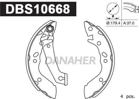 Danaher DBS10668 - Комплект тормозных колодок, барабанные unicars.by