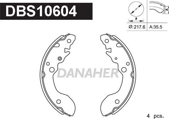 Danaher DBS10604 - Комплект тормозных колодок, барабанные unicars.by