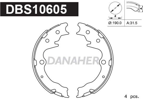 Danaher DBS10605 - Комплект тормозов, ручник, парковка unicars.by