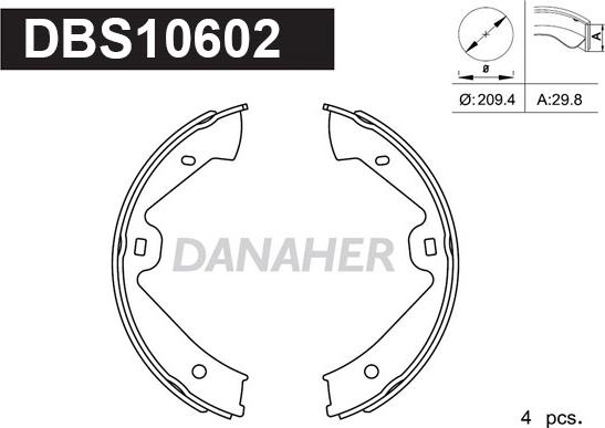 Danaher DBS10602 - Комплект тормозов, ручник, парковка unicars.by