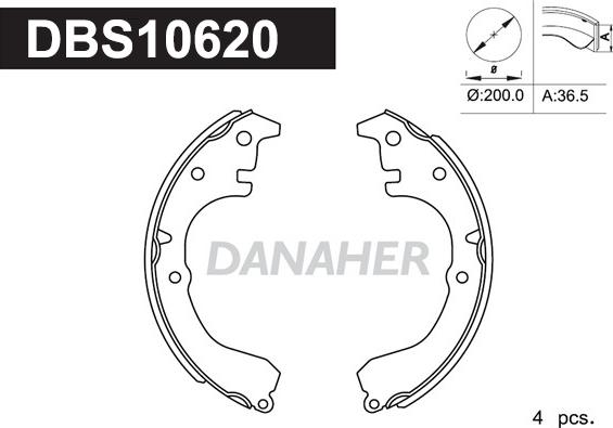 Danaher DBS10620 - Комплект тормозных колодок, барабанные unicars.by